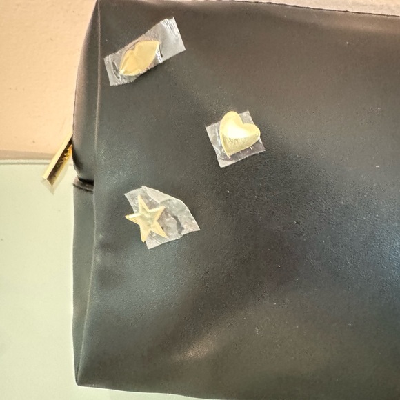 YSL YVES SAINT LAURENT Black Beaute Cosmetic Pouch with Studded Gold Accents New - Picture 5 of 15